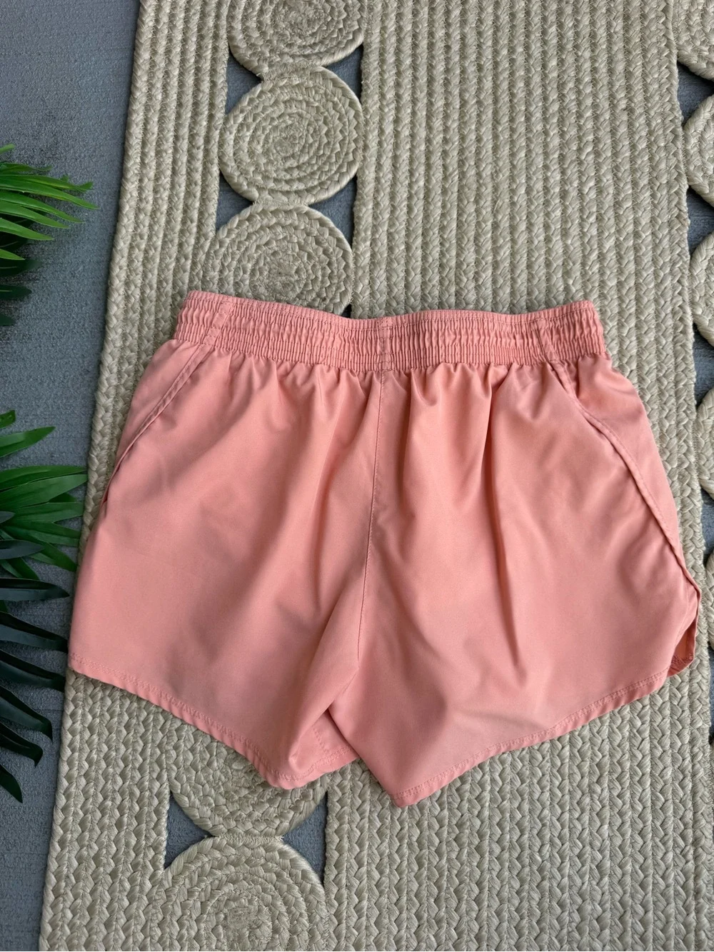 Nike Dri-FIT Peach Pink Splatter Swoosh Running Shorts Size XS
